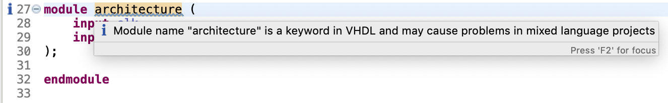 Warn when using VHDL keywords as identifiers for (System)Verilog declarations