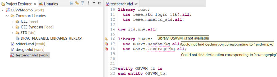 Error: OSVVM library is missing