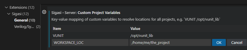 VS Code: custom project variables